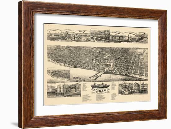 1883, Racine Bird's Eye View, Wisconsin, United States-null-Framed Giclee Print