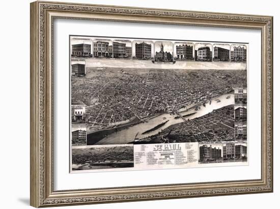 1883, St. Paul 1883 Bird's Eye View, Minnesota, United States-null-Framed Giclee Print