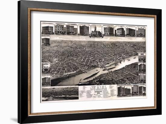 1883, St. Paul 1883 Bird's Eye View, Minnesota, United States-null-Framed Giclee Print