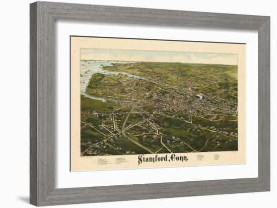 1883, Stamford Bird's Eye View, Connecticut, United States-null-Framed Giclee Print