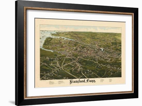 1883, Stamford Bird's Eye View, Connecticut, United States-null-Framed Giclee Print