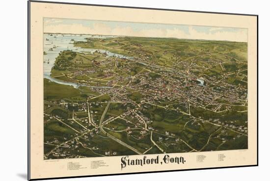1883, Stamford Bird's Eye View, Connecticut, United States-null-Mounted Giclee Print