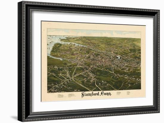 1883, Stamford Bird's Eye View, Connecticut, United States-null-Framed Giclee Print