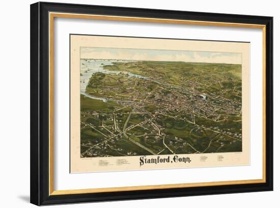 1883, Stamford Bird's Eye View, Connecticut, United States-null-Framed Giclee Print