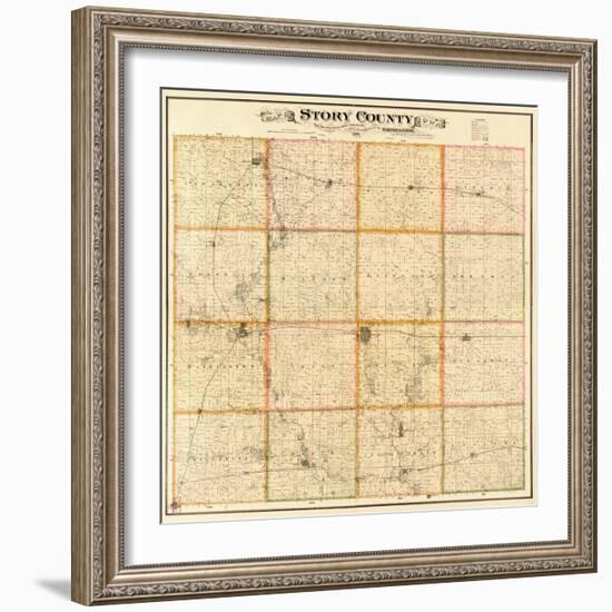 1883, Story County Wall Map, Iowa, United States-null-Framed Giclee Print