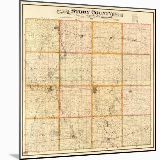 1883, Story County Wall Map, Iowa, United States-null-Mounted Giclee Print