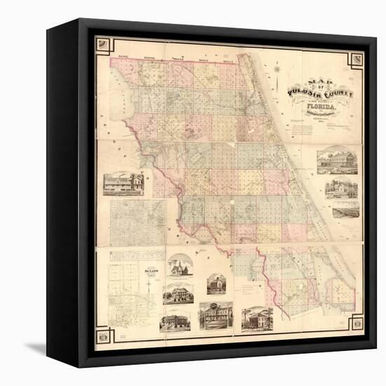 1883, Volusia County and Vicinity Wall Map, Florida, United States-null-Framed Premier Image Canvas
