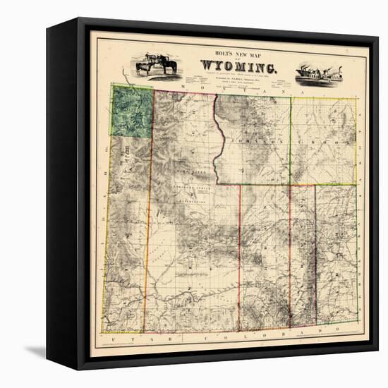 1883, Wyoming 1883 State Map, Wyoming, United States-null-Framed Premier Image Canvas