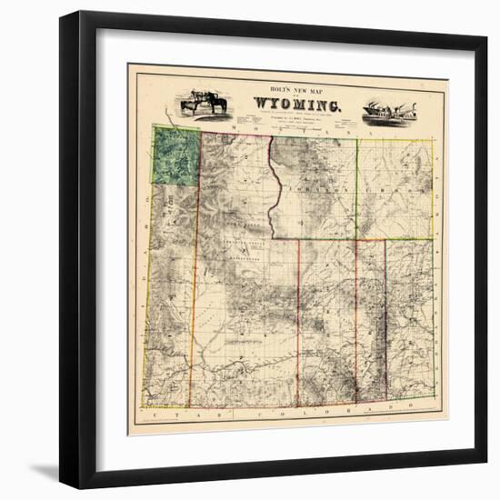 1883, Wyoming 1883 State Map, Wyoming, United States-null-Framed Giclee Print