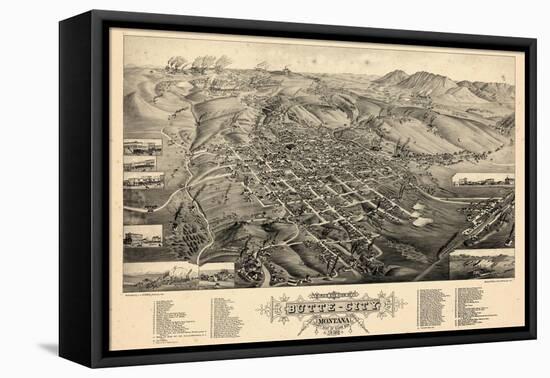 1884, Butte City Bird's Eye View, Montana, United States-null-Framed Premier Image Canvas