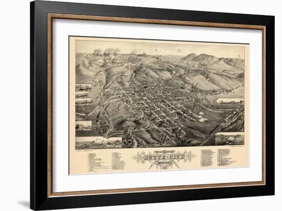 1884, Butte City Bird's Eye View, Montana, United States-null-Framed Giclee Print