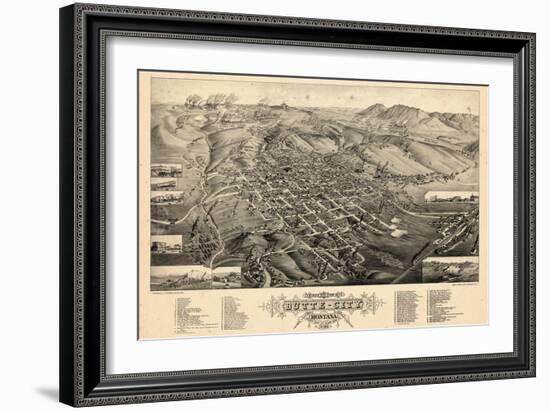 1884, Butte City Bird's Eye View, Montana, United States-null-Framed Giclee Print