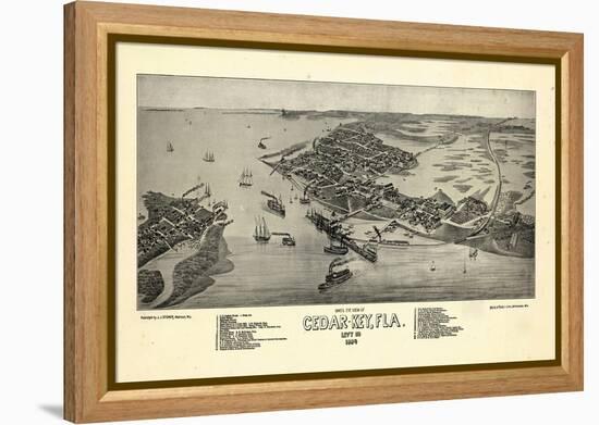 1884, Cedar Key Bird's Eye View, Florida, United States-null-Framed Premier Image Canvas