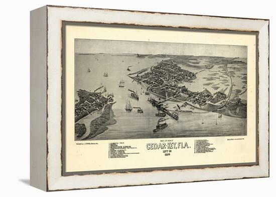 1884, Cedar Key Bird's Eye View, Florida, United States-null-Framed Premier Image Canvas