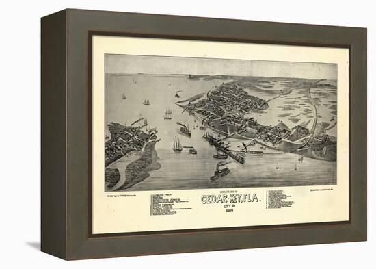 1884, Cedar Key Bird's Eye View, Florida, United States-null-Framed Premier Image Canvas