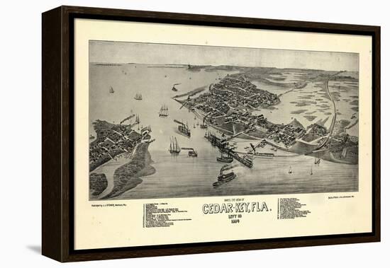 1884, Cedar Key Bird's Eye View, Florida, United States-null-Framed Premier Image Canvas