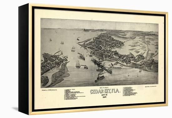 1884, Cedar Key Bird's Eye View, Florida, United States-null-Framed Premier Image Canvas