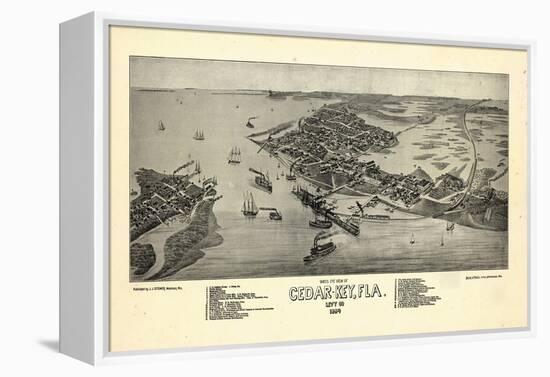 1884, Cedar Key Bird's Eye View, Florida, United States-null-Framed Premier Image Canvas