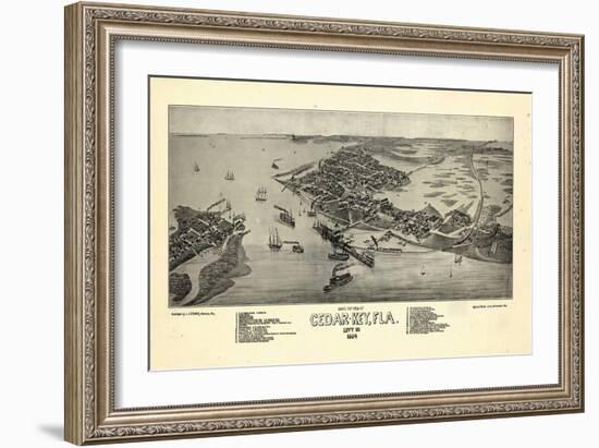 1884, Cedar Key Bird's Eye View, Florida, United States-null-Framed Giclee Print