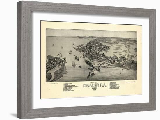 1884, Cedar Key Bird's Eye View, Florida, United States-null-Framed Giclee Print