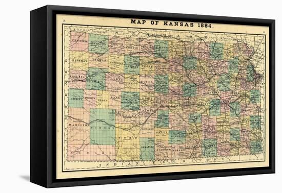 1884, Kansas State Map, Kansas, United States-null-Framed Premier Image Canvas