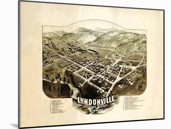 1884, Lyndonville Bird's Eye View, Vermont, United States-null-Mounted Giclee Print