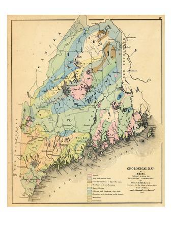 1884, Maine Geological Map, Maine, United States Giclee Print by  Art.com