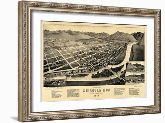 1884, Missoula Bird's Eye View, Montana, United States-null-Framed Giclee Print