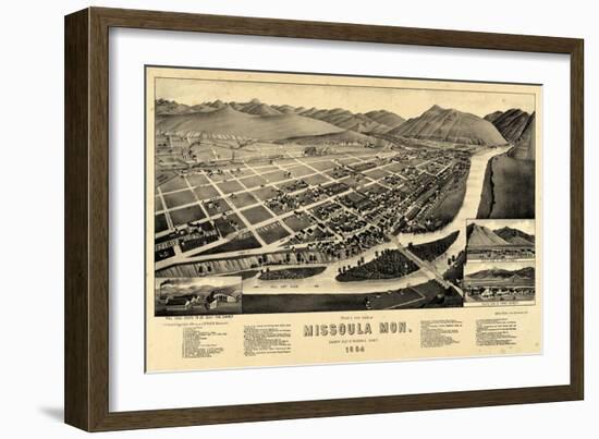 1884, Missoula Bird's Eye View, Montana, United States-null-Framed Giclee Print