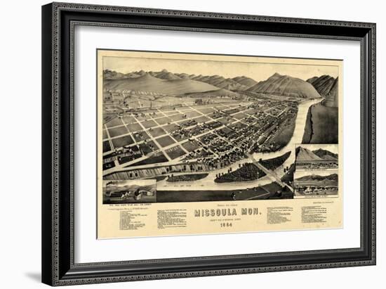 1884, Missoula Bird's Eye View, Montana, United States-null-Framed Giclee Print