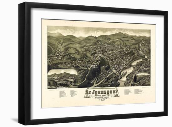 1884, St. Johnsbury Bird's Eye View, Vermont, United States-null-Framed Giclee Print