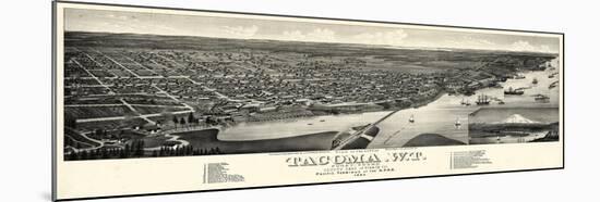 1884, Tacoma Bird's Eye View, Washington, United States-null-Mounted Giclee Print