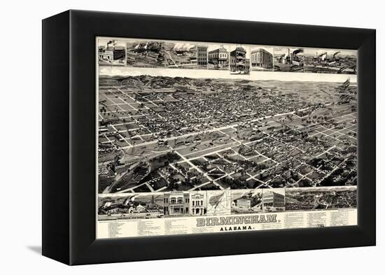 1885, Birmingham Bird's Eye View, Alabama, United States-null-Framed Premier Image Canvas