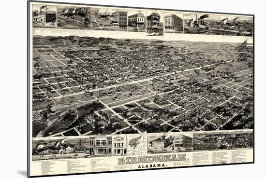 1885, Birmingham Bird's Eye View, Alabama, United States-null-Mounted Giclee Print