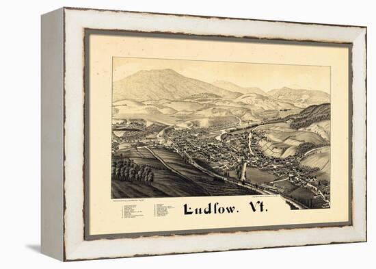 1885, Ludlow Bird's Eye View, Vermont, United States-null-Framed Premier Image Canvas