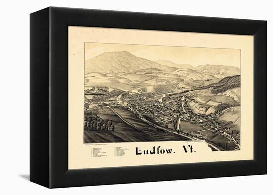 1885, Ludlow Bird's Eye View, Vermont, United States-null-Framed Premier Image Canvas