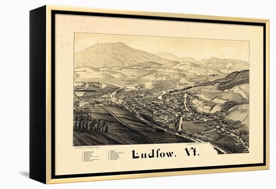 1885, Ludlow Bird's Eye View, Vermont, United States-null-Framed Premier Image Canvas