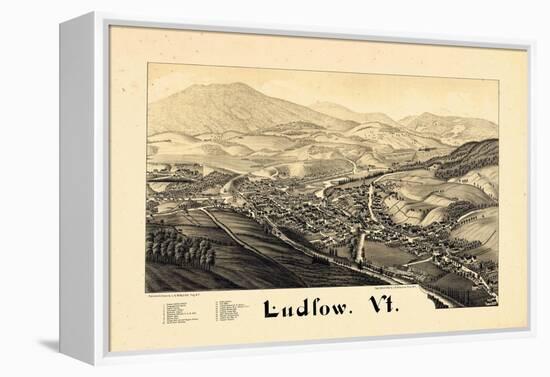 1885, Ludlow Bird's Eye View, Vermont, United States-null-Framed Premier Image Canvas