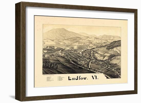 1885, Ludlow Bird's Eye View, Vermont, United States-null-Framed Giclee Print