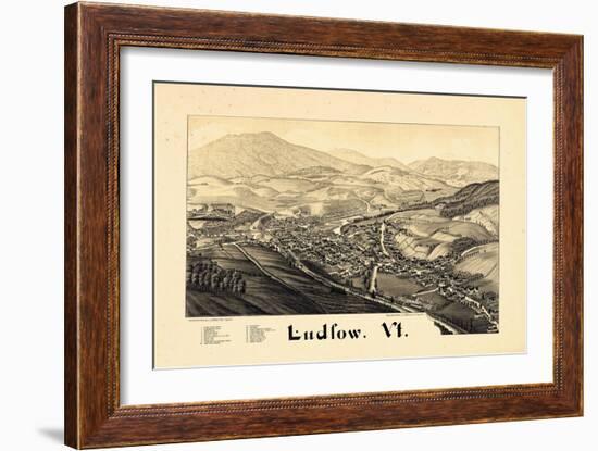 1885, Ludlow Bird's Eye View, Vermont, United States-null-Framed Giclee Print