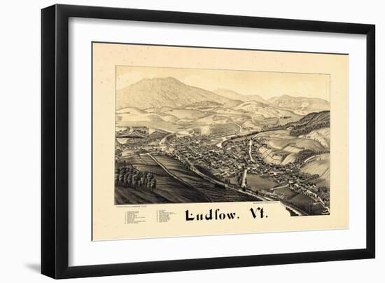 1885, Ludlow Bird's Eye View, Vermont, United States-null-Framed Giclee Print