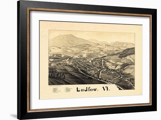 1885, Ludlow Bird's Eye View, Vermont, United States-null-Framed Giclee Print