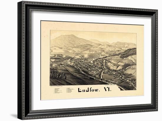 1885, Ludlow Bird's Eye View, Vermont, United States-null-Framed Giclee Print