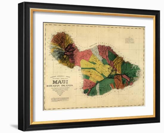 1885, Maui Island Map, Hawaii, United States-null-Framed Giclee Print