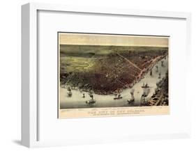 1885, New Orleans Bird's Eye View, Louisiana, United States-null-Framed Giclee Print