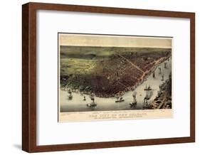 1885, New Orleans Bird's Eye View, Louisiana, United States-null-Framed Giclee Print