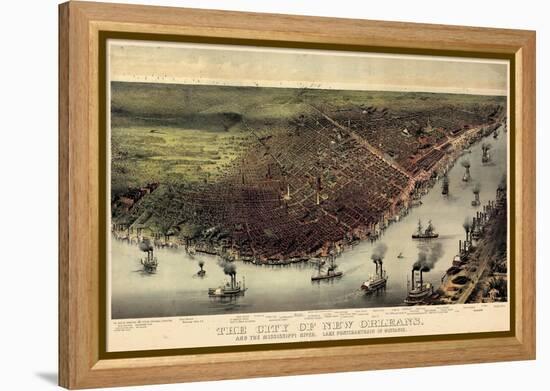 1885, New Orleans Bird's Eye View, Louisiana, United States-null-Framed Premier Image Canvas