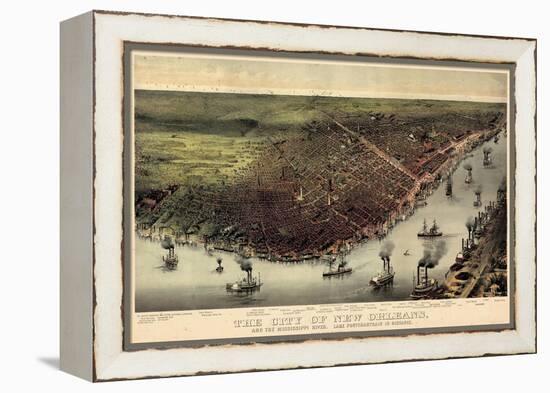 1885, New Orleans Bird's Eye View, Louisiana, United States-null-Framed Premier Image Canvas