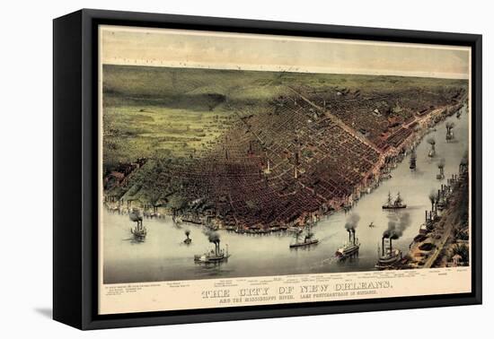 1885, New Orleans Bird's Eye View, Louisiana, United States-null-Framed Premier Image Canvas