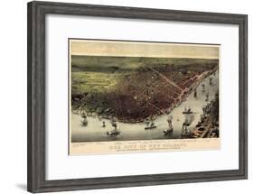 1885, New Orleans Bird's Eye View, Louisiana, United States-null-Framed Giclee Print